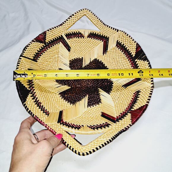 African Soe Tray Handmade Woven Sea Grass Bread Server Fruit Basket 14 x 3 - Picture 4 of 5